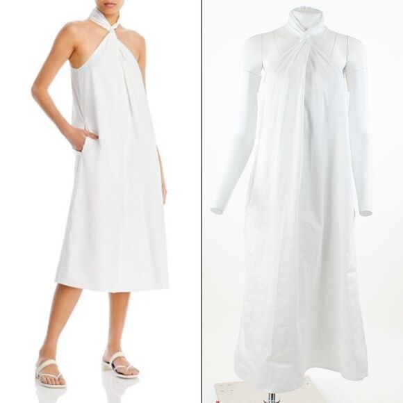 Anine Bing Womens Twist-Neck Midi Halter Dress - Picture 1 of 5